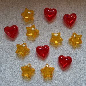 Bundle of 5 Heart & 7 Star Clear Plastic Fillable Ornament Containers